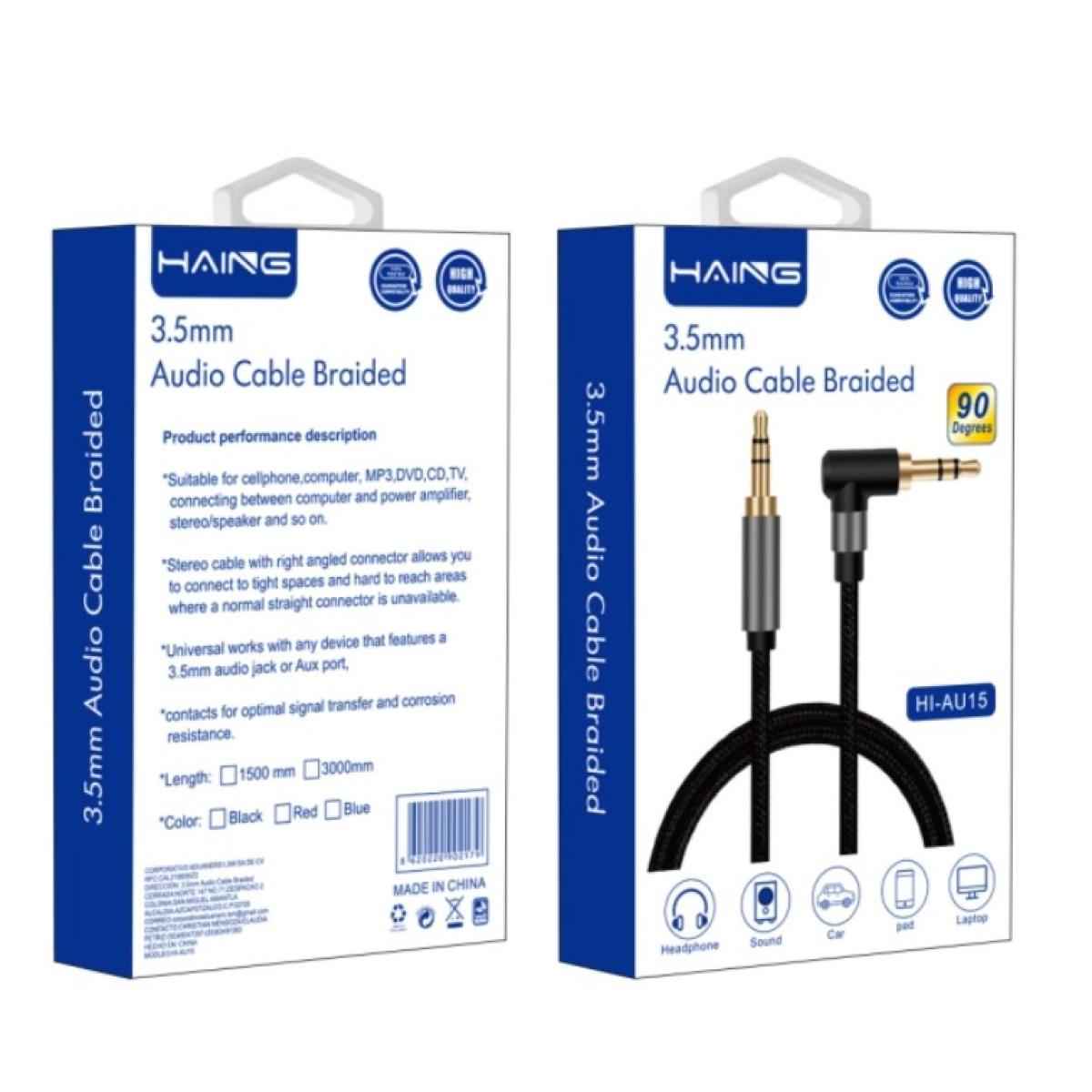 HAING HI-AU15 3.5mm 90 degree Audio Cable Braided 1.5M