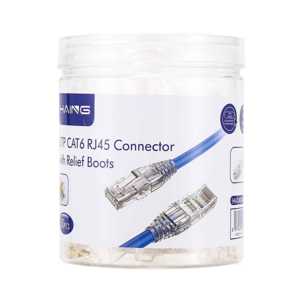 HAING HI-CAT6-URB UTP CAT6 RJ45 Connector with Relief Boots 50 Pcs