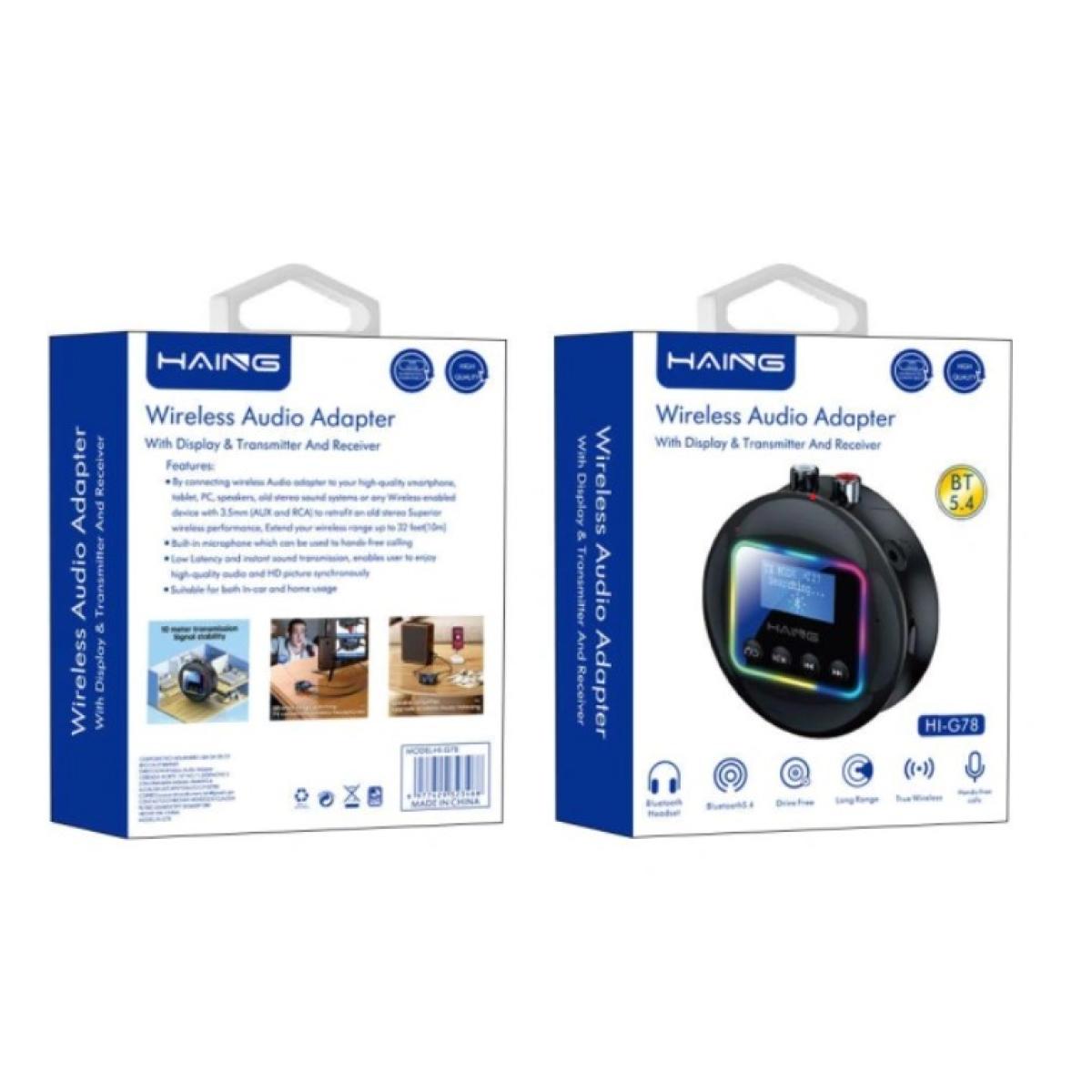 HAING HI-G78 BT5.4 Wireless Bluetooth Audio Adapter With Display & Transmitter And Receiver