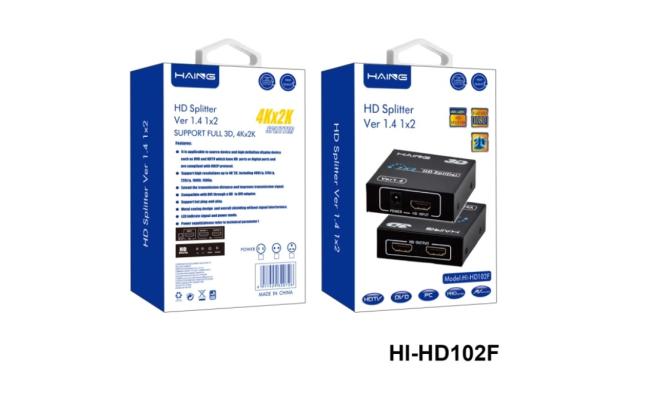 Haing Hi Hd102f Hd Splitter Ver 1.4 1x2 Full 3d 4kx2k Uk Plug