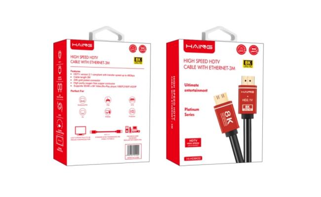 Haing Hd8k02 8k High Speed Hdtv Hdmi 2.1 Cable With Ethernet 3m
