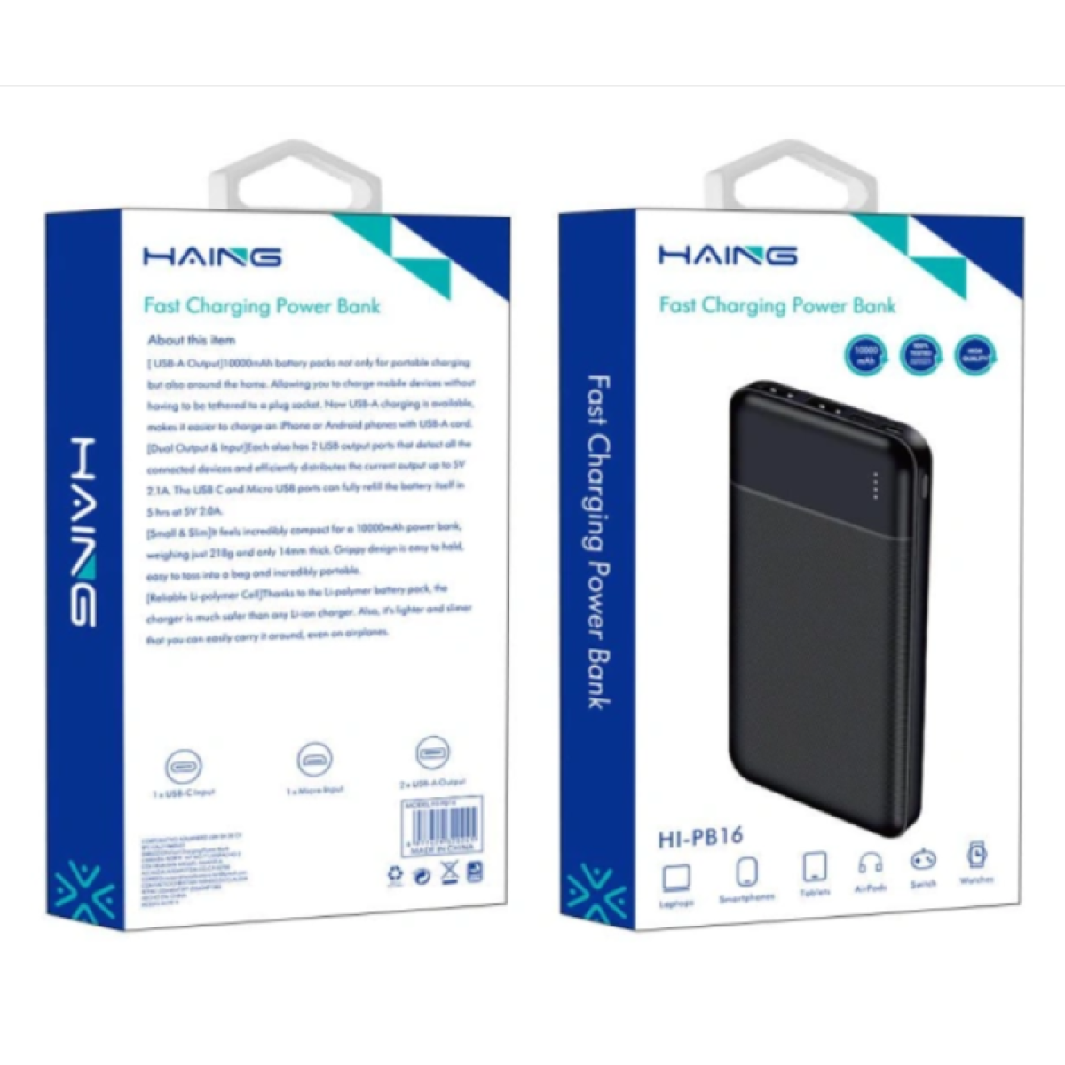HAING HI-PB16 Fast Charging Power Bank 10000mAh -Black