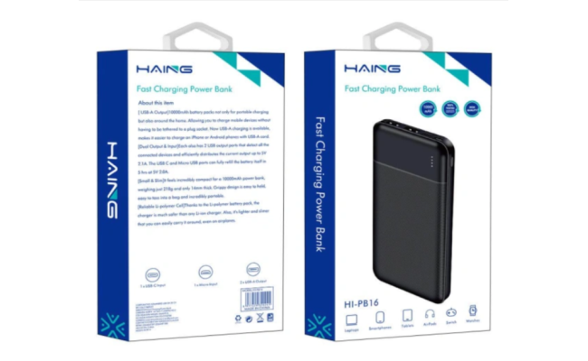 Haing Hi Pb16 Fast Charging Power Bank 10000mah Black