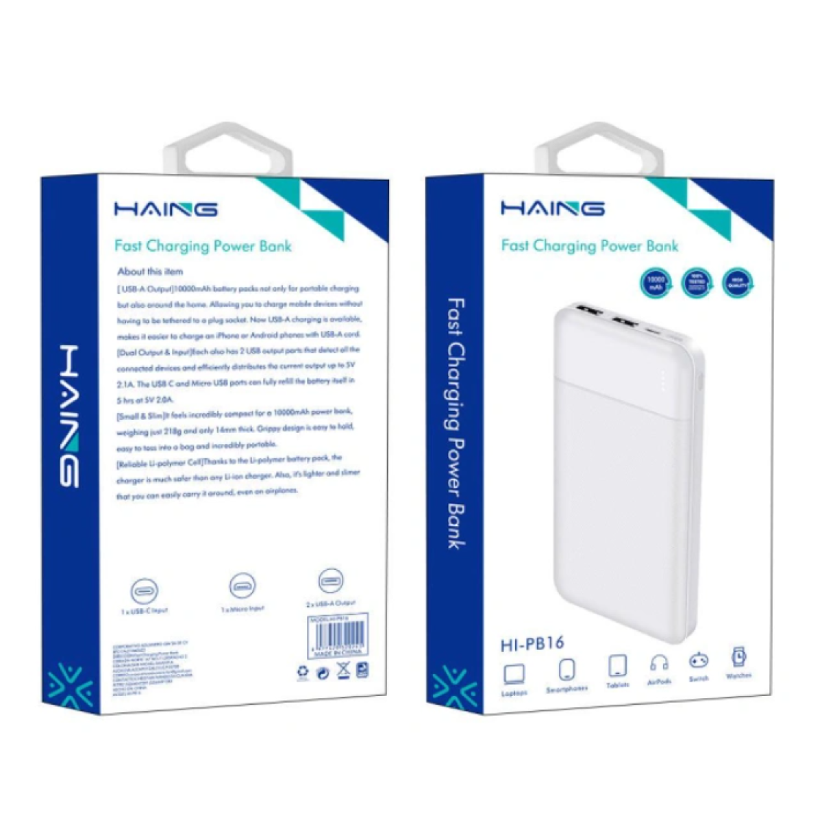 HAING HI-PB16 Fast Charging Power Bank 10000mAh -White