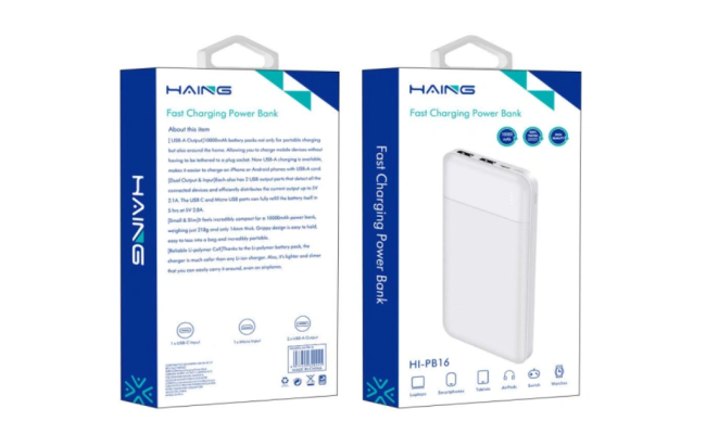 Haing Hi Pb16 Fast Charging Power Bank 10000mah White