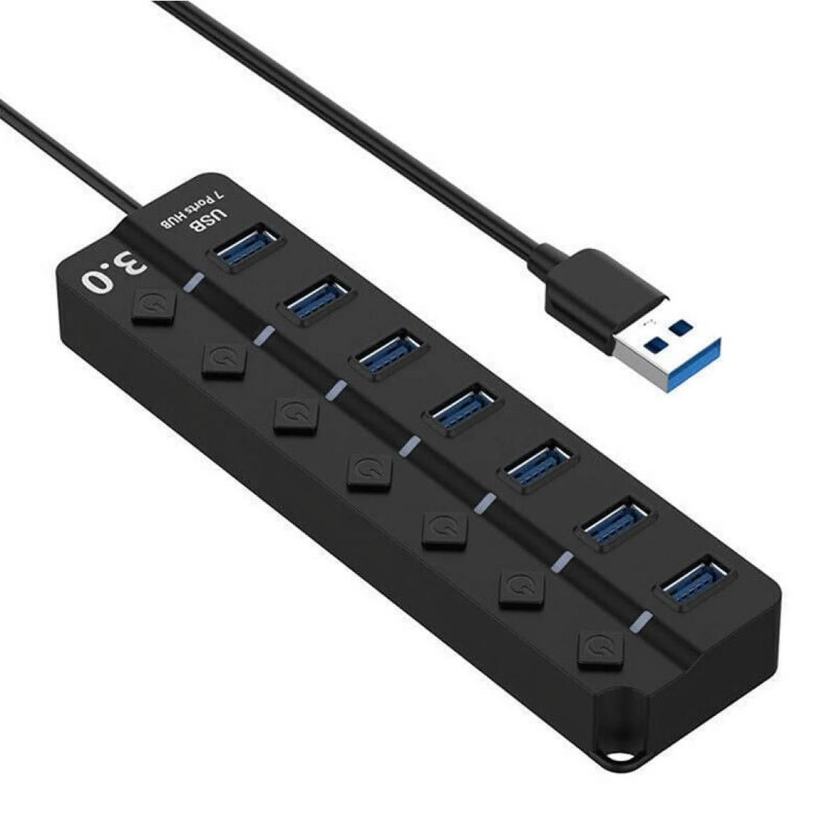 HAING HI-U307 USB 3.0 with Individual Switches and Lights 7 Port Hub
