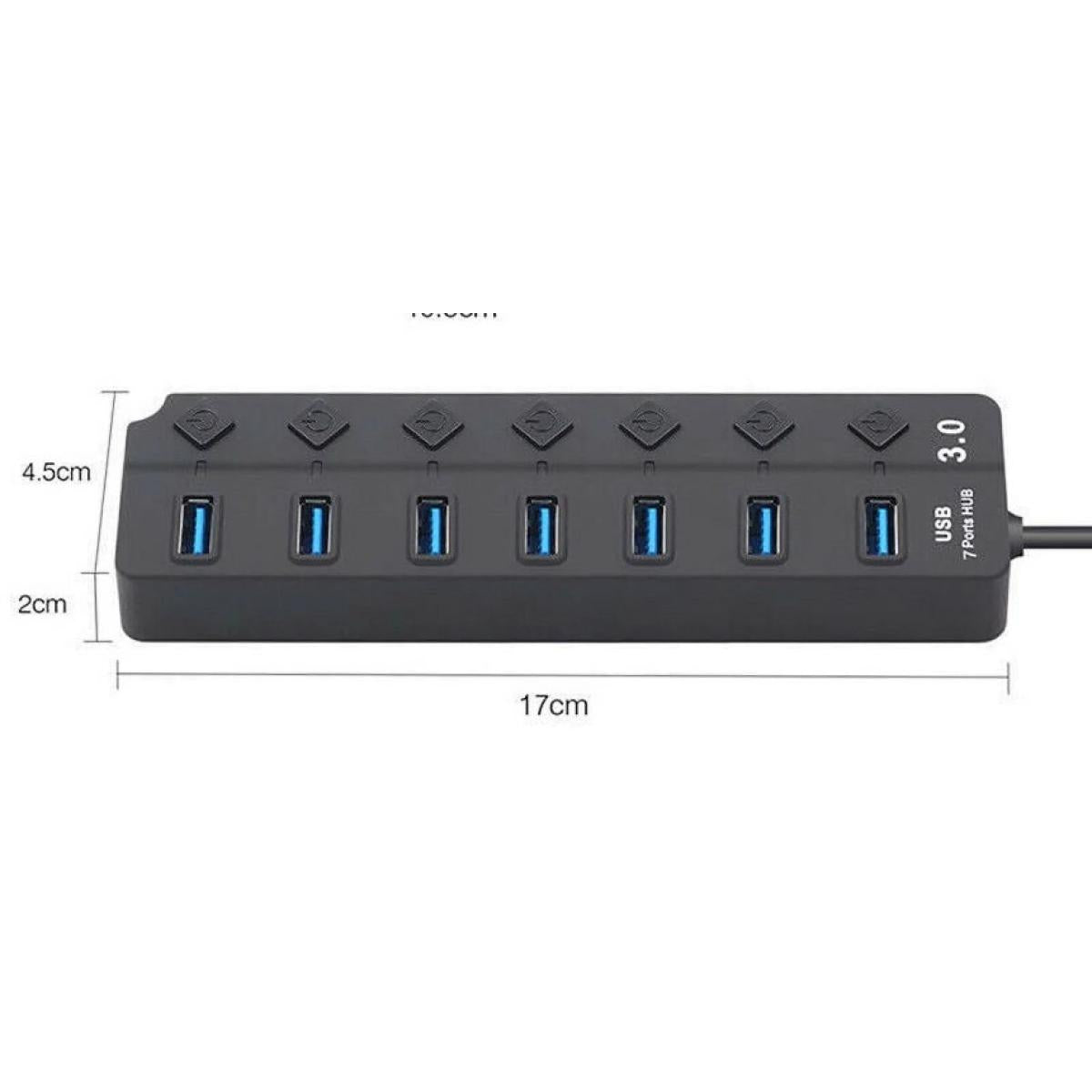 HAING HI-U307 USB 3.0 with Individual Switches and Lights 7 Port Hub