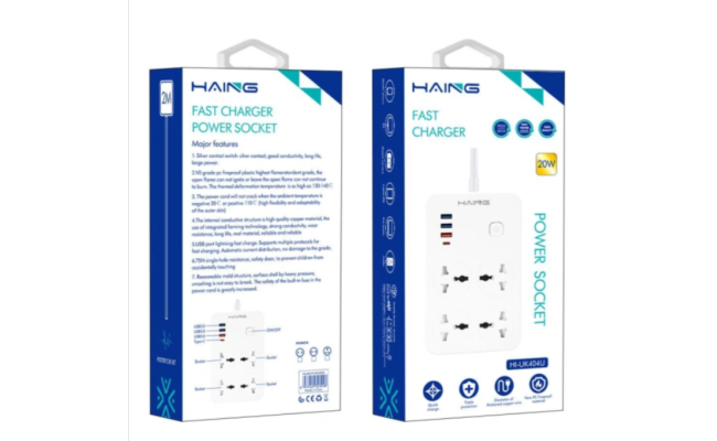 Haing Hi Uk404u 20w Fast Charger Power Strip Uk Socket 2m
