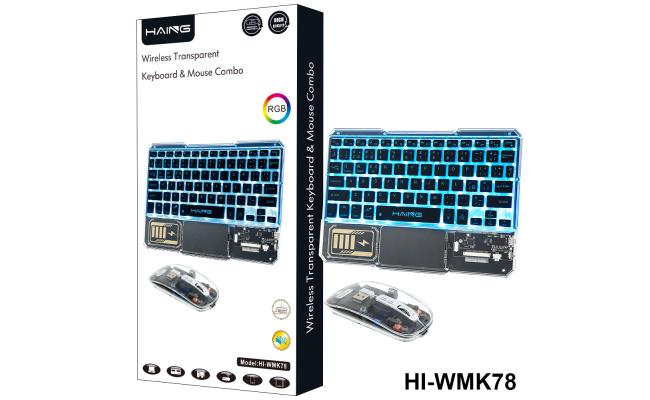 Haing Hi Wmk78 Rgb Wireless Transparent Keyboard & Mouse Combo