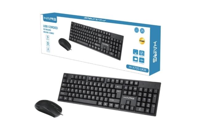 Haing Hi X70s Ukm Usb Corded White Keyboard & Mouse Combo Black