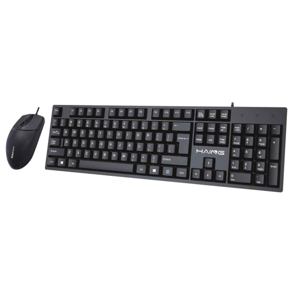 HAING HI - X70S - UKM USB Corded White Keyboard & Mouse Combo - Black with gaming keyboard