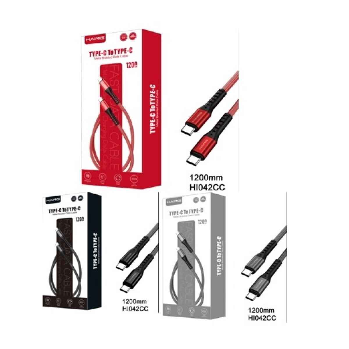 HAING HI042CC Type - C to Type - C 20W Metal Braided Data Cable 1.2 meter with cables