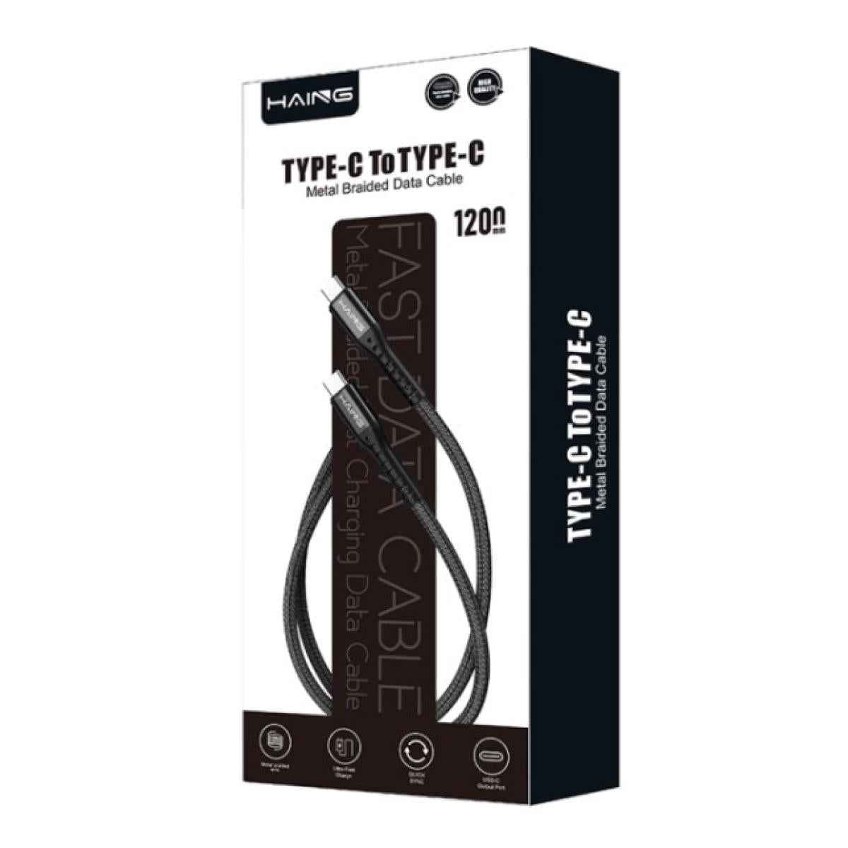 HAING HI042CC Type - C to Type - C 20W Metal Braided Data Cable 1.2 meter with cables