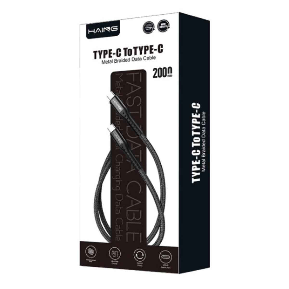 HAING HI042CC Type - C to Type - C 20W Metal Braided Data Cable 2 meter with cables