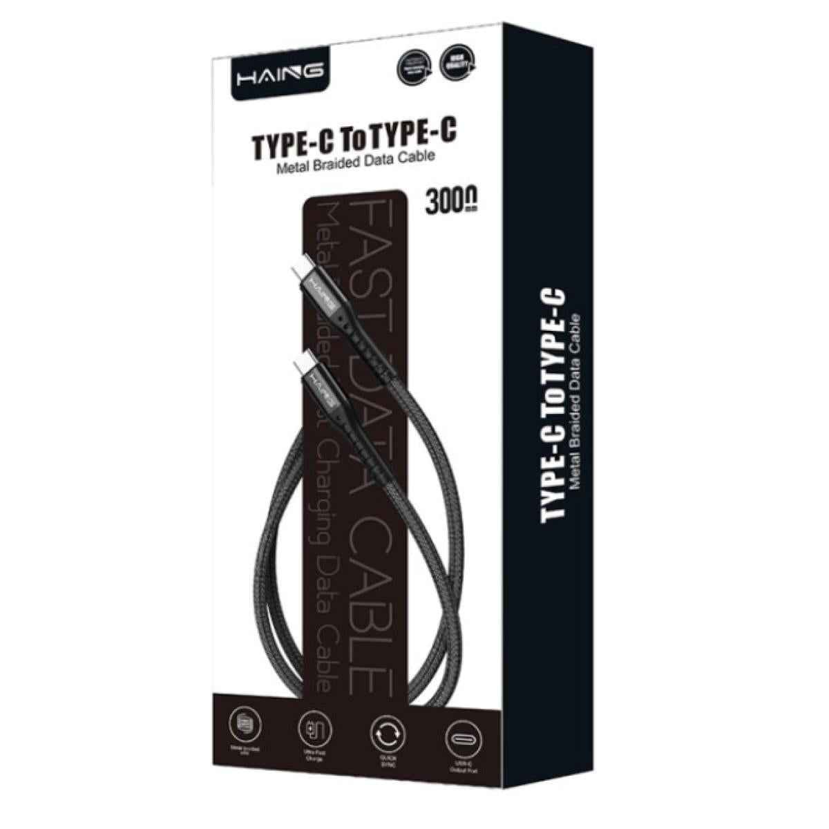 HAING HI042CC Type-C to Type-C 20W Metal Braided Data Cable 3M