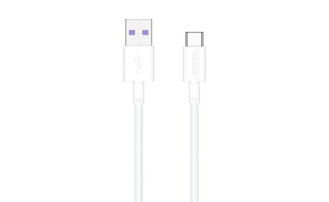 Huntkey HKAC501201 USB to Type C Cable 1.2 meter 5a White, 1 2 meter length, data transfer