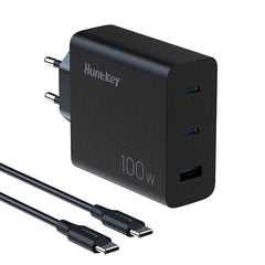 Huntkey 100W GaN PD Wall Charger 2 Pin Plug with Type - C Cable with chargers