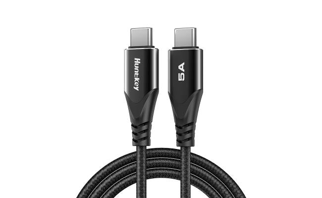 Huntkey HKCC502001 Fast Charging USB - C to USB - C Cable 2 meter 100w 5a Black with USB cable