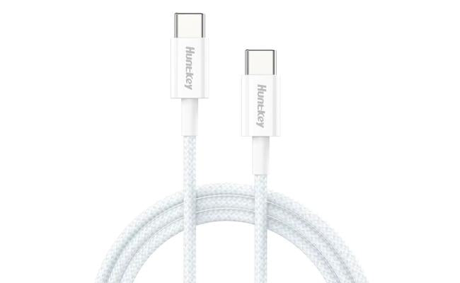 Huntkey HKCCC301204 60w 3a USB - C to USB - C Braided Cable 1.2 meter with USB cable