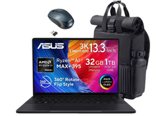 Laptop ASUS ProArt PX13, AMD Ryzen™ AI MAX+ 395 XDNA™ NPU up to 50TOPS 80MB Cache, Radeon™ 8060S Integrated Graphics, 32GB LPDDR5X, 1TB PCIe® 4.0 SSD, 13.3" 3K OLED 400nits HDR Touch, Wi-Fi 7, Windows 11 Home w/ Mouse & Backpack - Nano Black