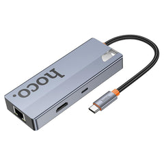 HOCO HB51 6-in-1 Multi-Function Converter(HDTV+RJ45+PD+USB3.0*3) - Gray