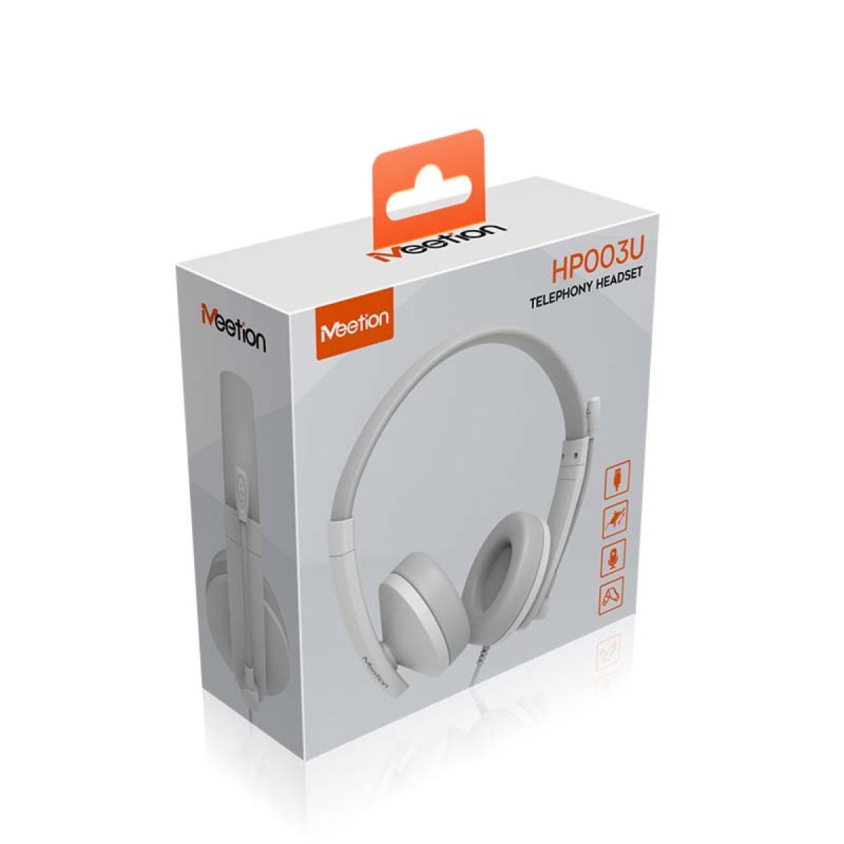 Meetion HP003U USB Telephony Headset with Microphone & Volume Control -White