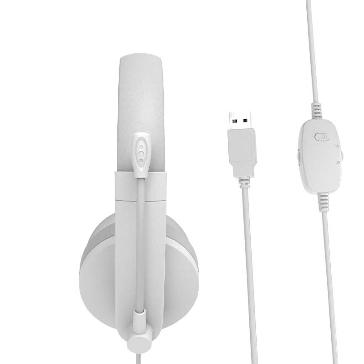 Meetion HP003U USB Telephony Headset with Microphone & Volume Control -White