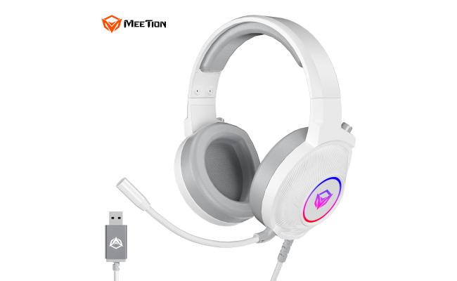 Meetion HP012 RGB 7.1 Virtual Surround Sound Gaming Headset USB White
