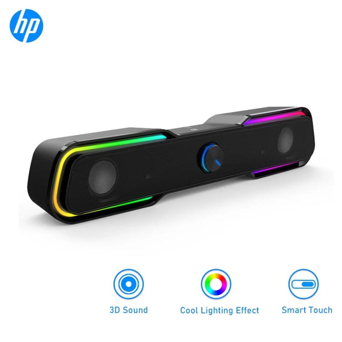HP DHE-6002S Wired RGB Speaker Sound Bar, Easy volume controls, Touch-Controlled, 3.5mm AUX Connection, Surround Sound, 6 Watts | DHE-6002S | - CompuMe