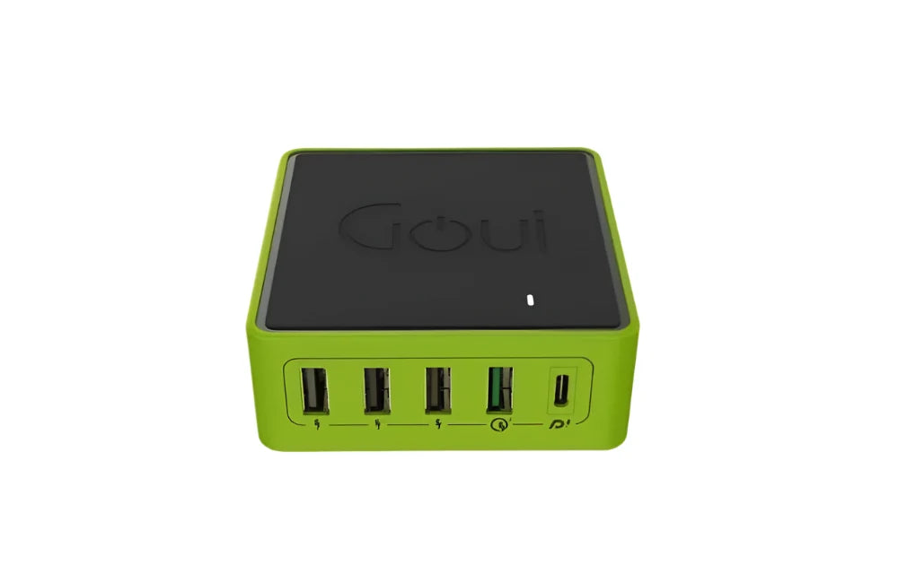 Goui Kimba Lite 5 Port PD Desktop Charger, 36Watts, Black / Green - G-60WUSBPD