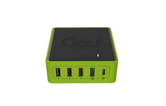 Goui Kimba Lite 5 Port PD Desktop Charger, 36Watts, Black / Green - G-60WUSBPD