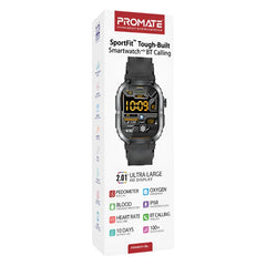 Promate Smart Watch Tough, 2.1Inch, Black - XWATCH-SL