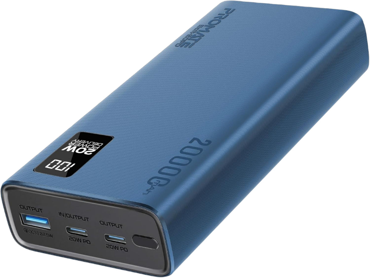 Promate Power Bank 20000Mah, 20Watts, Blue - BOLT-20PD BL