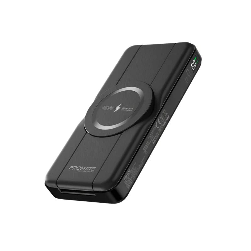 Promate Power Bank 10000Mah, 5 In 1, Foldable MagSafe, Black - POWERPACK-FOLD BLK