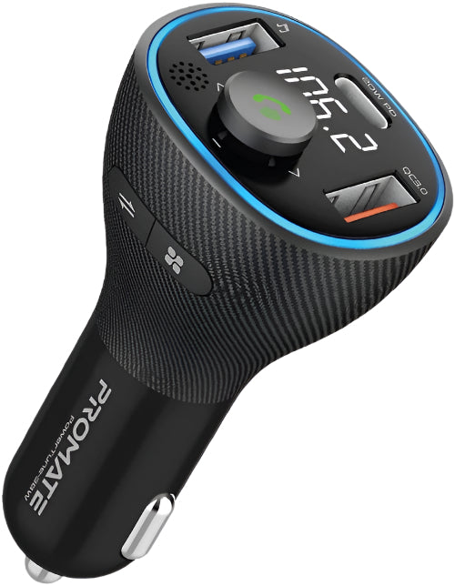 Promate PowerTune-38W Car Charger with FM Transmitter and Wireless Hands-Free Kit
