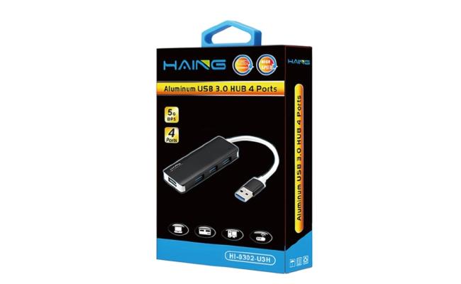 HAING High Speed Aluminium USB 3.0 Data Hub 4 Port - HI-0302-U3H