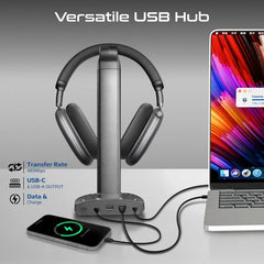 PROMATE FORTX MULTIFUNCTIONAL HEADSET STAND, 15W WIRELESS CHARGER RGB BLACK