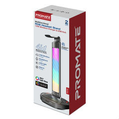 PROMATE FORTX MULTIFUNCTIONAL HEADSET STAND, 15W WIRELESS CHARGER RGB BLACK