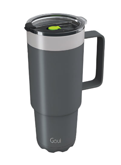 Goui Tumbler Stainless Steel Cup with Handle, Grey - G-CUP