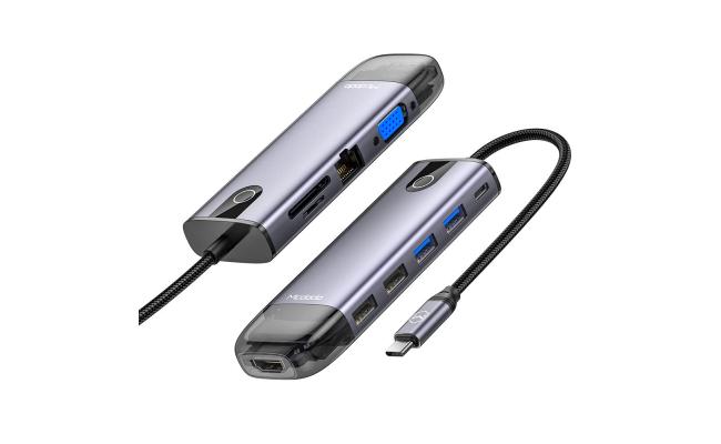 Mcdodo Hu 7420 10 In 1 Hub, Aluminum Allow + Nylon Materials, Hdmi, Usb A*2, Usb A3.0*2, Vga, Usb C (pd 100w), Ethernet Ports, Sd/tf Card Slot Mcdodo Hu 7420 10 In 1 Hub, Aluminum Allow + Nylon Materials, Hdmi, Usb A*2, Usb A3.0*2, Vga, Usb C (pd 100w), Ethernet Ports, Sd/tf Card Slot