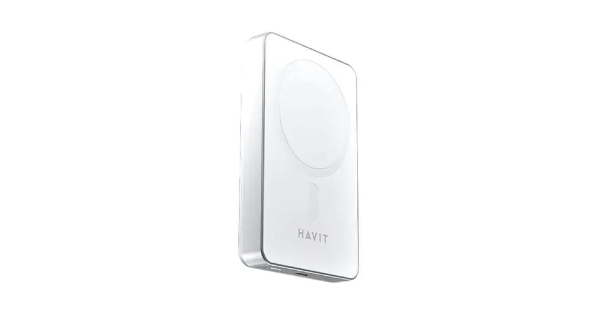 HAVIT PB5217 Magnetic Wireless Power Bank – 10,000mAh | 15W MagSafe Compatible | PD 20W | White