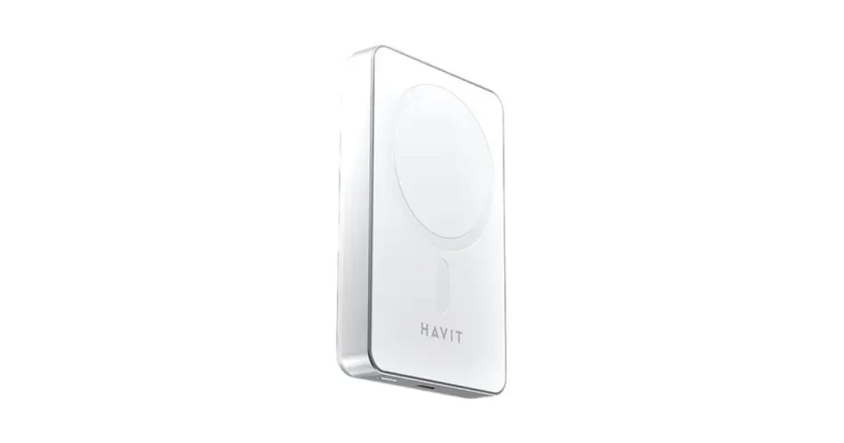 HAVIT PB5217 Magnetic Wireless Power Bank – 10,000mAh | 15W MagSafe Compatible | PD 20W | White