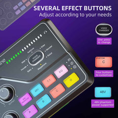 Fifine SC8 RGB PC Recording Studio Audio Sound Cards Mixers External XLR Live Streaming USB Gaming Audio Sound Card