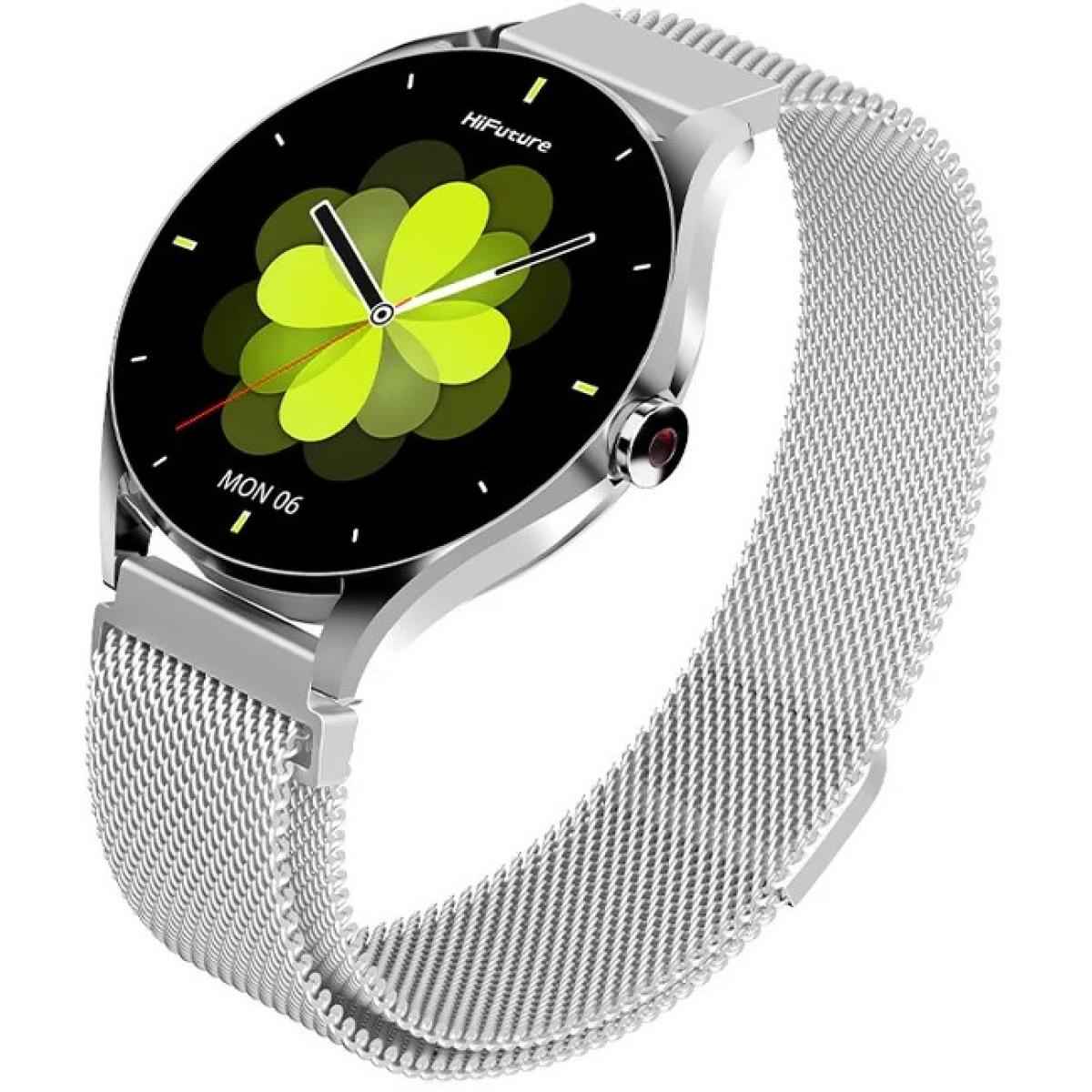 Hifuture Aura 2 Woman Bluetooth 5.3 Smart Watch, 1.32" Amoled Display, Ip68 Waterproof, 270mah Battery, Provides Up To 7 Days, Over 100 Sports Modes, Heart Rate & Sleep Monitoring Silver
