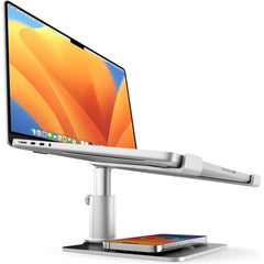 Twelve South Hirise Pro For Laptops And Macbooks, Ergonomic, Height, Adjustable Stand With Magsafe Wireless (not Included) Capable Charging Base Silver