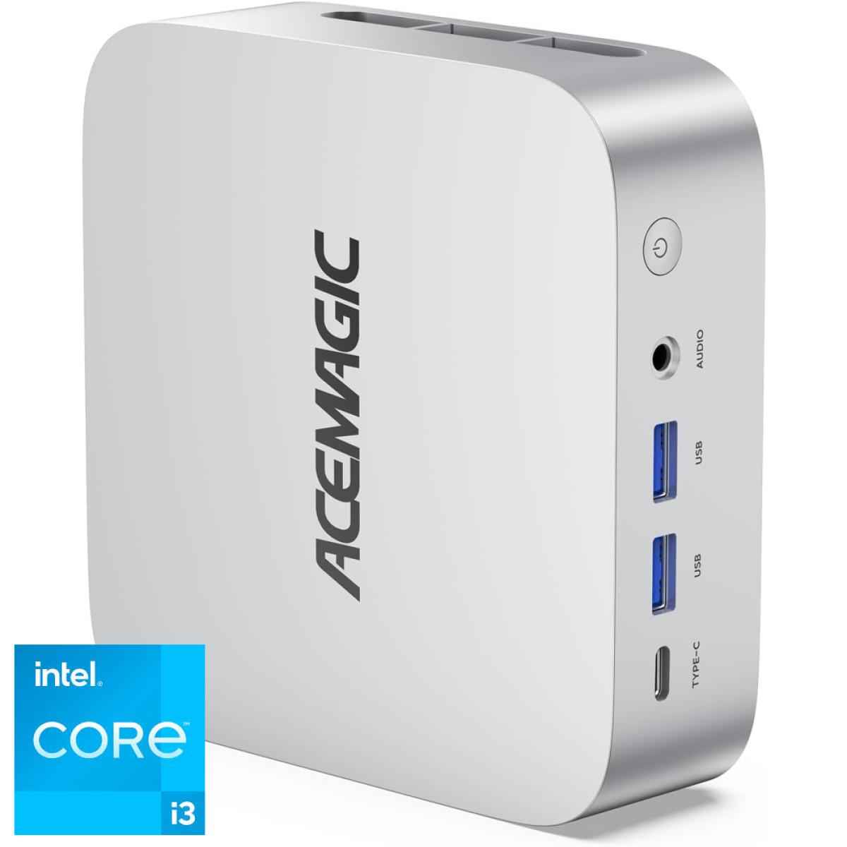 Acemagic W1 Mini Pc Barebone Intel 12gen Core I3 6 Cores For Home & Business Support Triple 4k Display Support , Silver