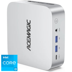 ACEMAGIC W1 Mini PC Barebone Intel 12Gen Core i3 6-Cores For Home & Business Support Triple 4K Display Support , Silver