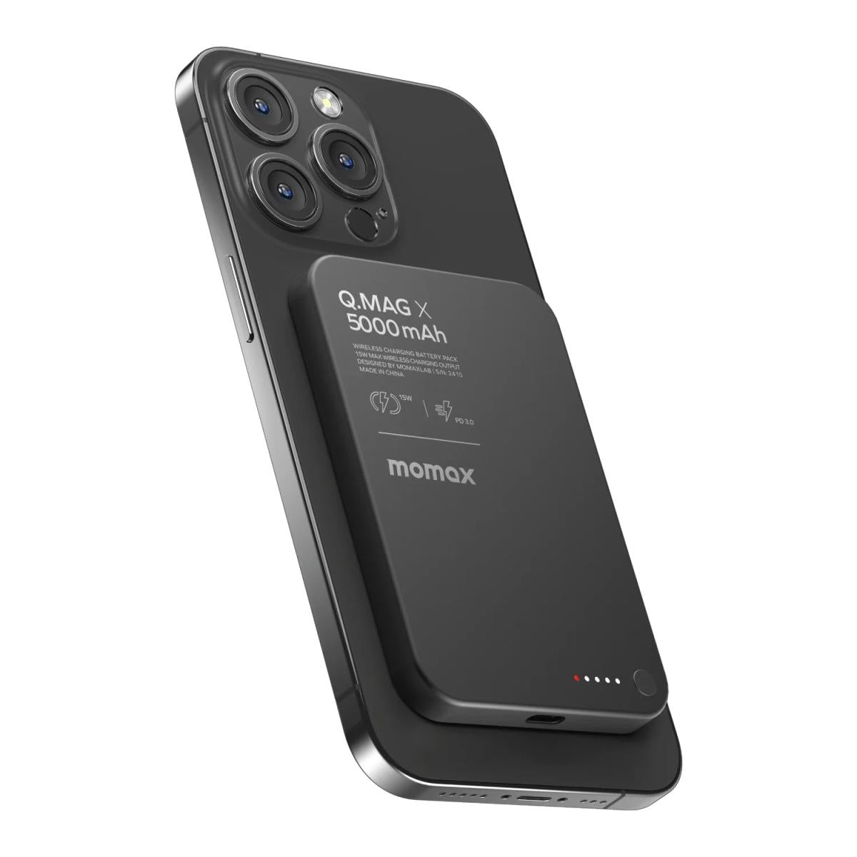 Momax Q.mag X 5000mah Gen2 15w Ultra Slim Magsafe Wireless Power Bank Black