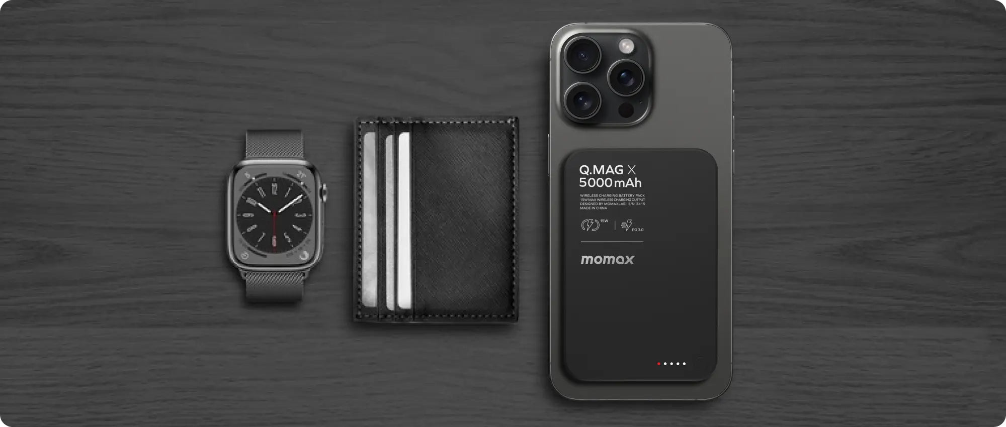 Momax Q.mag X 5000mah GEN2 15w Ultra Slim Magsafe Wireless Power Bank Black