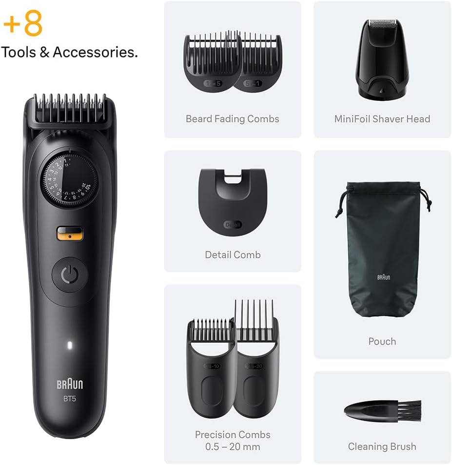 Braun Beard Trimmer, Waterproof, 138Gr, Black - BT5560